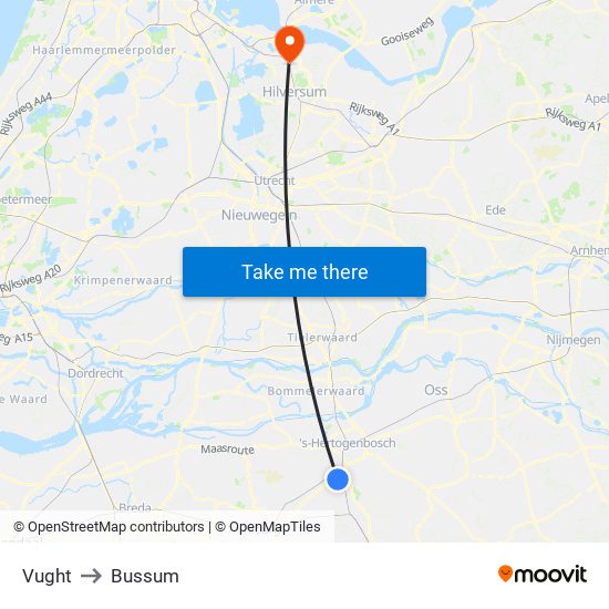 Vught to Bussum map