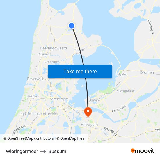 Wieringermeer to Bussum map