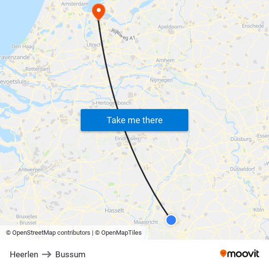 Heerlen to Bussum map