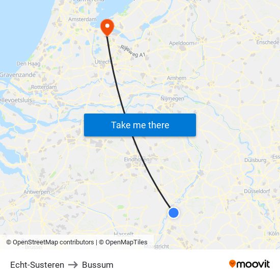 Echt-Susteren to Bussum map