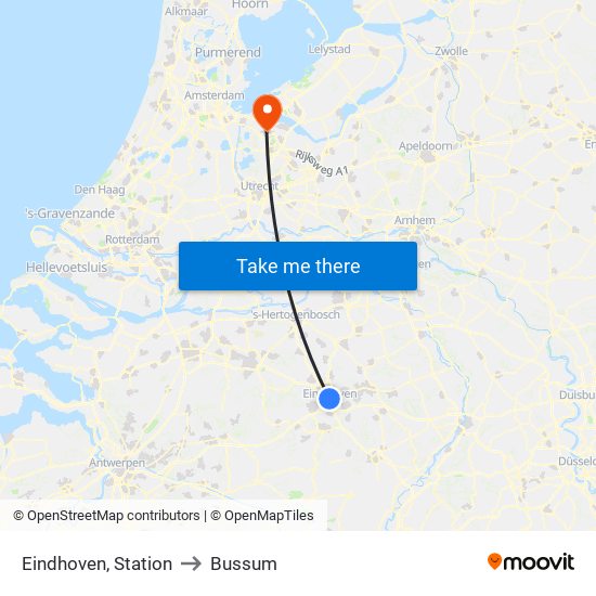 Eindhoven, Station to Bussum map
