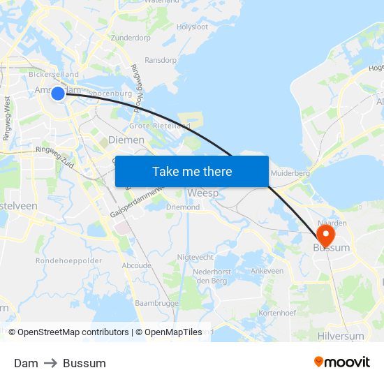 Dam to Bussum map