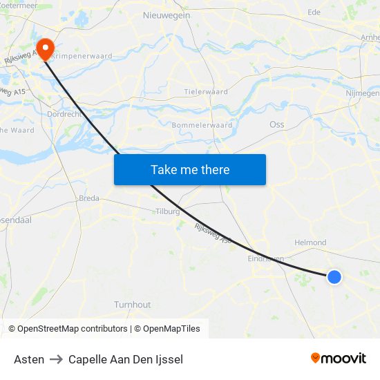 Asten to Capelle Aan Den Ijssel map