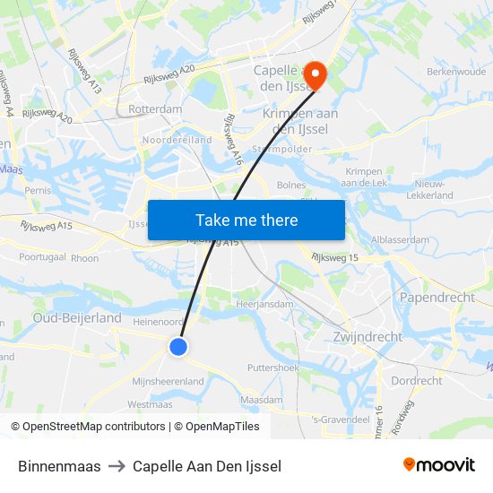 Binnenmaas to Capelle Aan Den Ijssel map