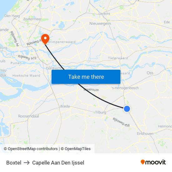 Boxtel to Capelle Aan Den Ijssel map