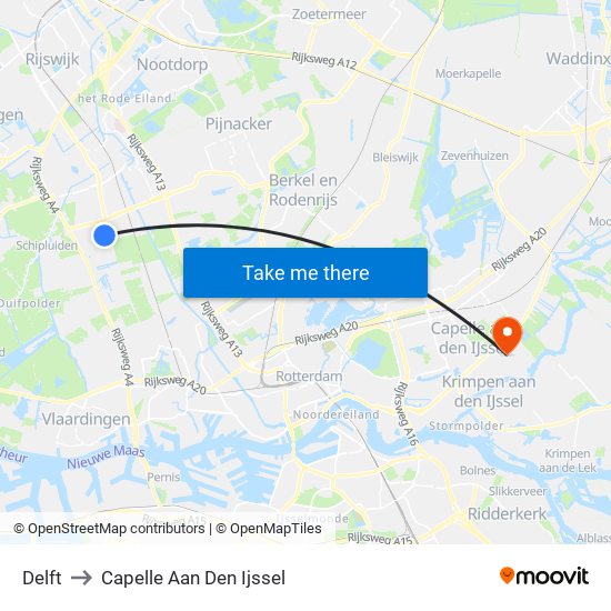 Delft to Capelle Aan Den Ijssel map