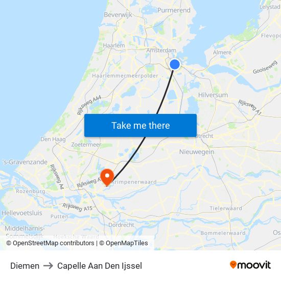 Diemen to Capelle Aan Den Ijssel map