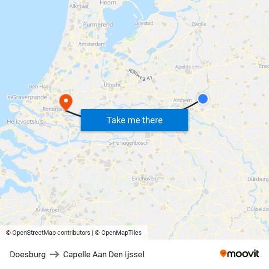 Doesburg to Capelle Aan Den Ijssel map
