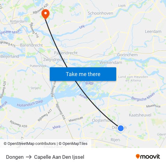 Dongen to Capelle Aan Den Ijssel map