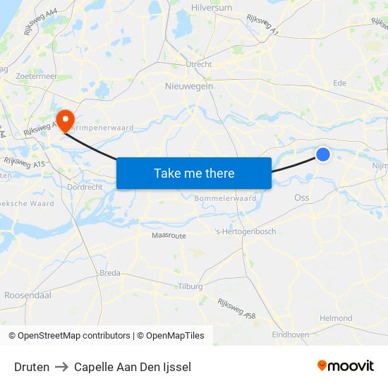 Druten to Capelle Aan Den Ijssel map