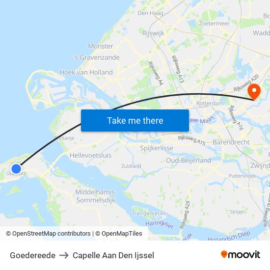 Goedereede to Capelle Aan Den Ijssel map