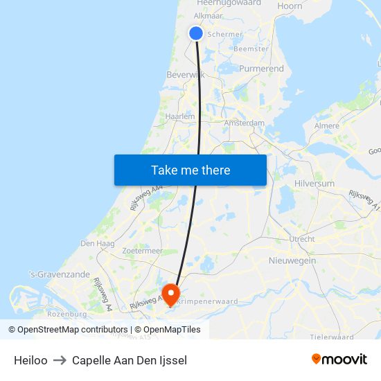 Heiloo to Capelle Aan Den Ijssel map