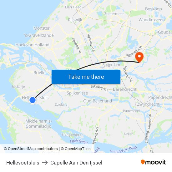 Hellevoetsluis to Capelle Aan Den Ijssel map