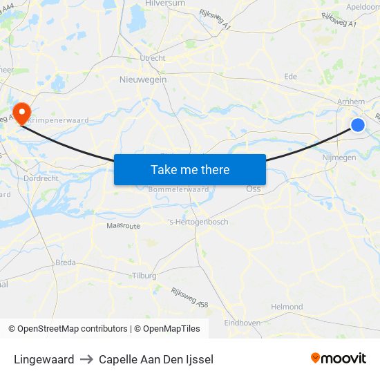 Lingewaard to Capelle Aan Den Ijssel map