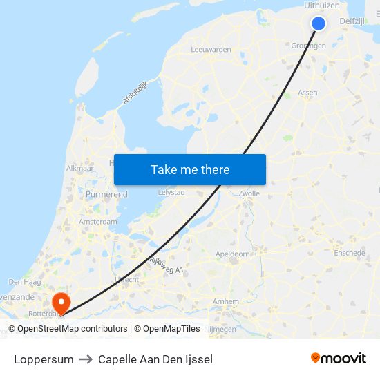 Loppersum to Capelle Aan Den Ijssel map