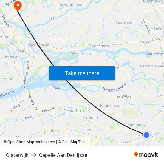 Oisterwijk to Capelle Aan Den Ijssel map
