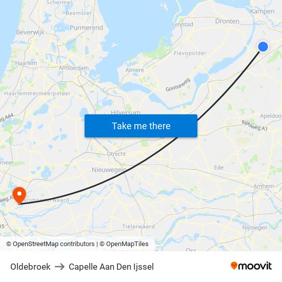 Oldebroek to Capelle Aan Den Ijssel map
