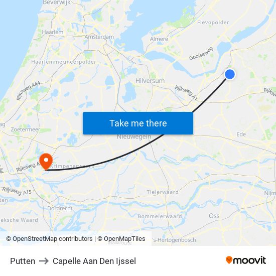 Putten to Capelle Aan Den Ijssel map