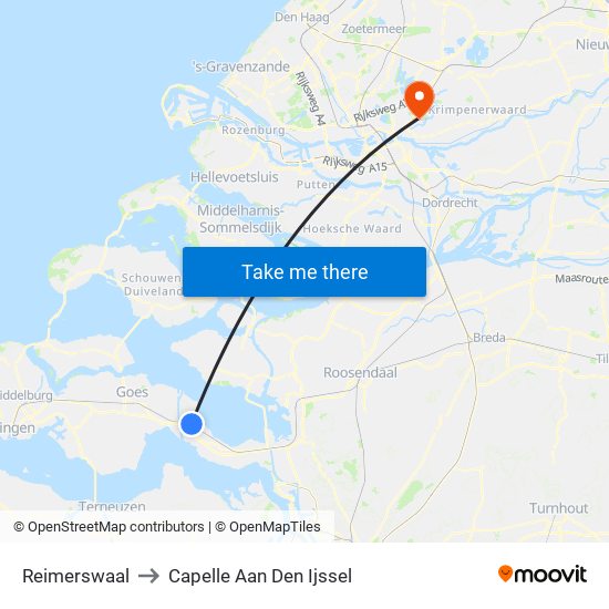 Reimerswaal to Capelle Aan Den Ijssel map