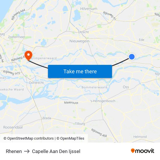 Rhenen to Capelle Aan Den Ijssel map