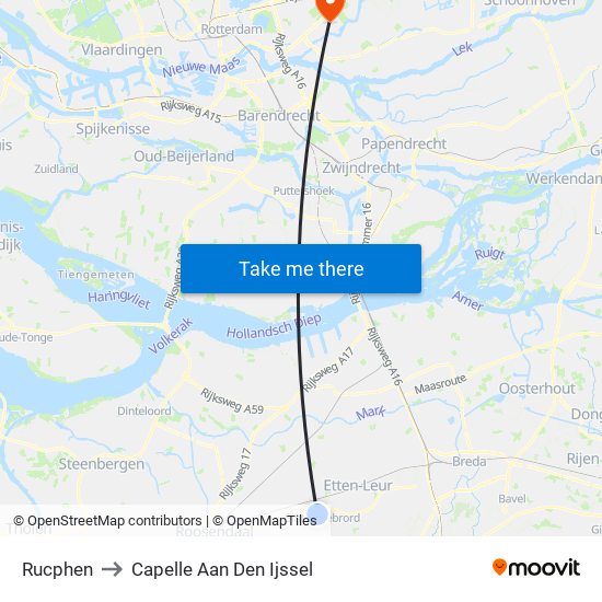 Rucphen to Capelle Aan Den Ijssel map