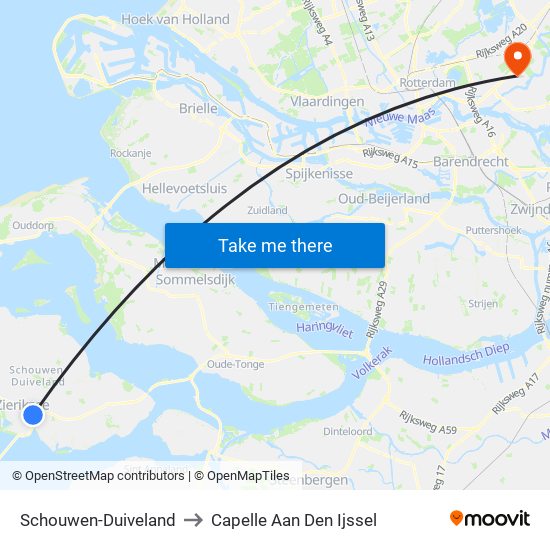 Schouwen-Duiveland to Capelle Aan Den Ijssel map