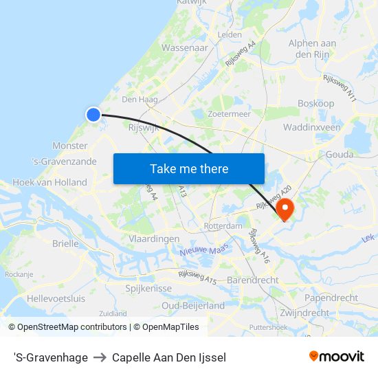 'S-Gravenhage to Capelle Aan Den Ijssel map