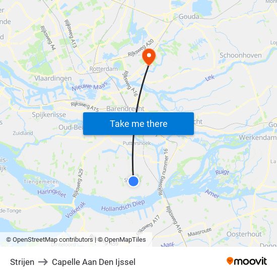 Strijen to Capelle Aan Den Ijssel map
