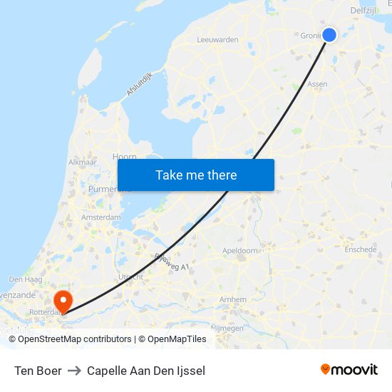 Ten Boer to Capelle Aan Den Ijssel map