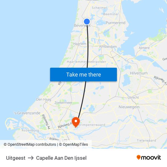 Uitgeest to Capelle Aan Den Ijssel map