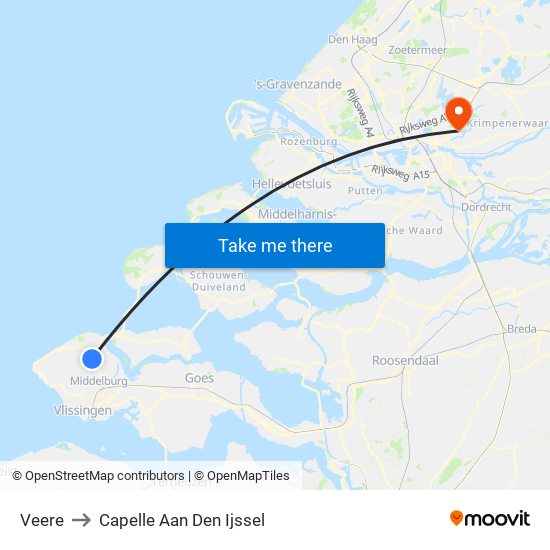 Veere to Capelle Aan Den Ijssel map