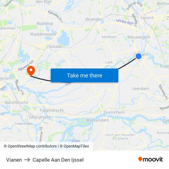 Vianen to Capelle Aan Den Ijssel map