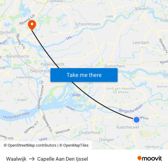 Waalwijk to Capelle Aan Den Ijssel map