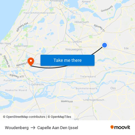 Woudenberg to Capelle Aan Den Ijssel map