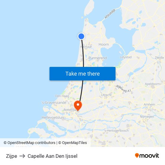 Zijpe to Capelle Aan Den Ijssel map