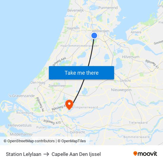 Station Lelylaan to Capelle Aan Den Ijssel map