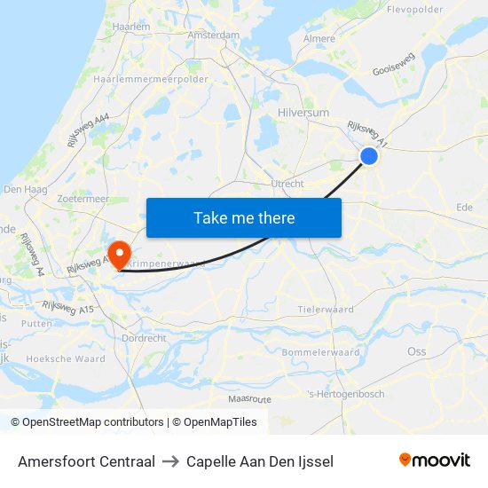 Amersfoort Centraal to Capelle Aan Den Ijssel map