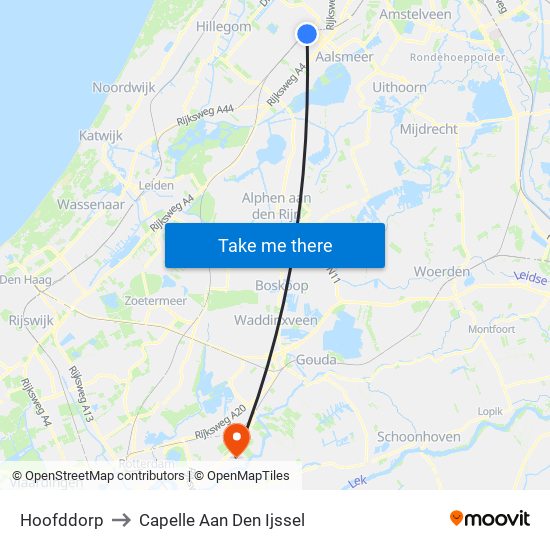 Hoofddorp to Capelle Aan Den Ijssel map