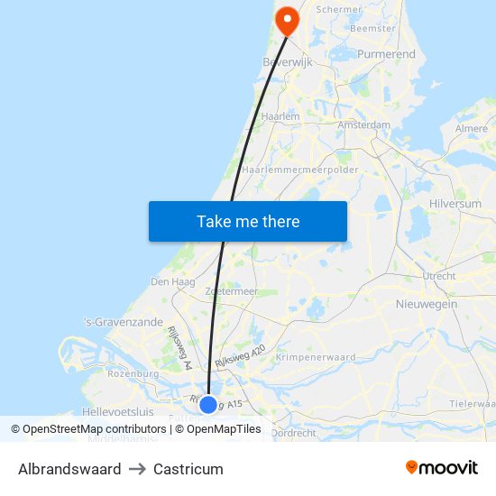 Albrandswaard to Castricum map