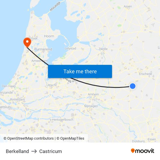 Berkelland to Castricum map