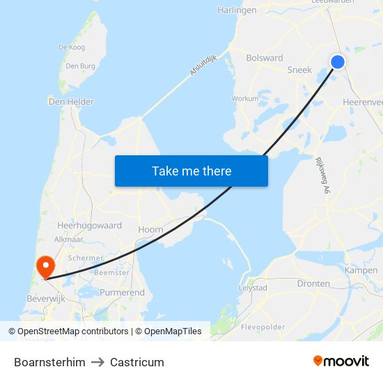 Boarnsterhim to Castricum map