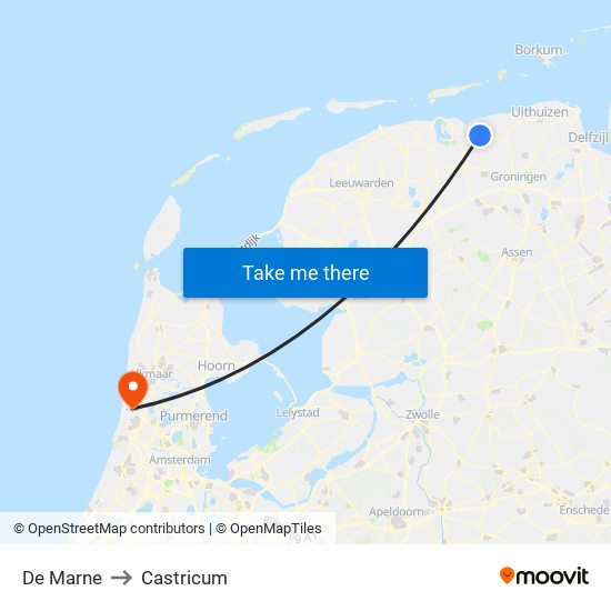 De Marne to Castricum map