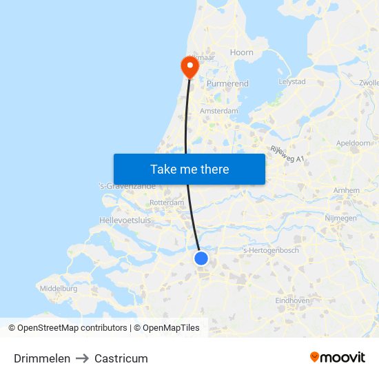 Drimmelen to Castricum map