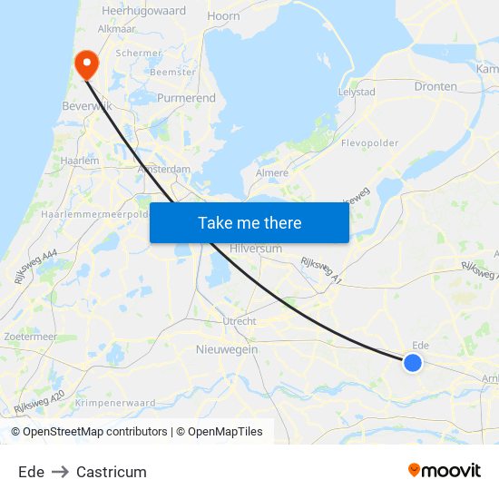 Ede to Castricum map