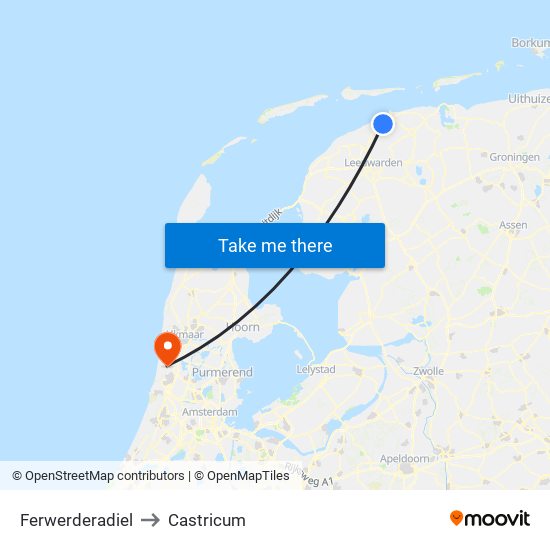 Ferwerderadiel to Castricum map