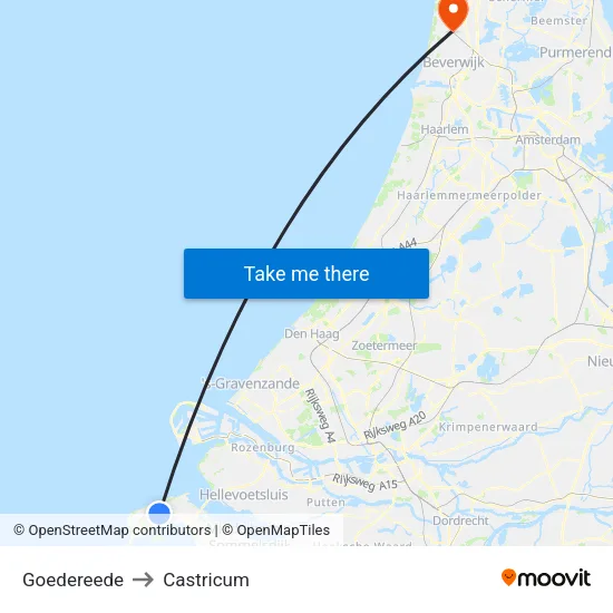Goedereede to Castricum map
