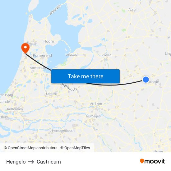 Hengelo to Castricum map