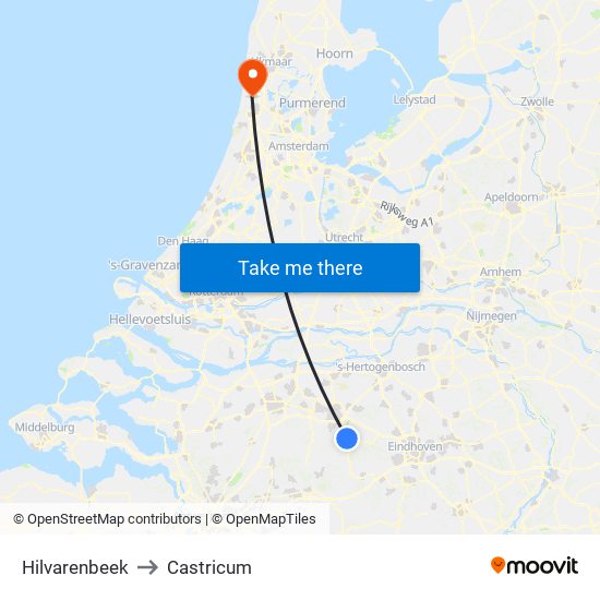 Hilvarenbeek to Castricum map