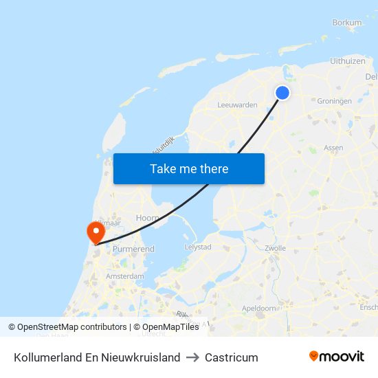Kollumerland En Nieuwkruisland to Castricum map