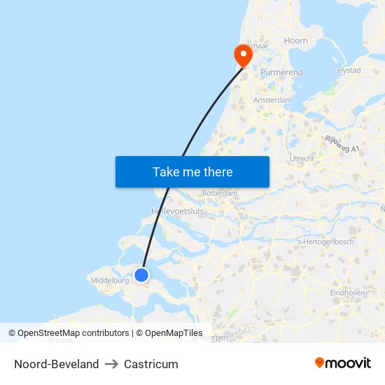 Noord-Beveland to Castricum map